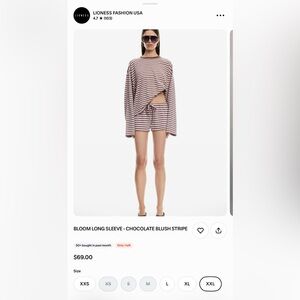 Lioness Bloom Long Sleeve Chocolate Blush Stripe Top